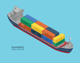 Fototapeta Perspektywa 3d - Isometric container ship