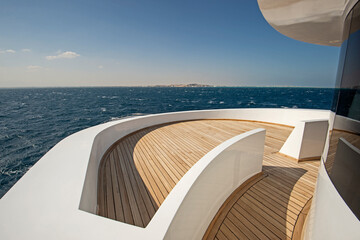 Wall Mural - View from bow deck of luxury motor yacht at sea