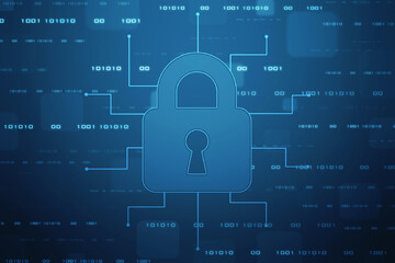 2d illustration Safety concept: Closed Padlock on digital background