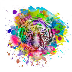 Wall Mural - colorful background with tiger