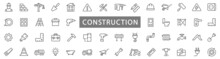 Construction Thin Line Icons Set. Simple Construction Icon Collection Isolated On White Background. Vector Illustration