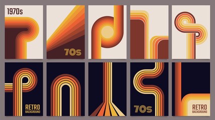 retro geometric lines posters, 1970s style stripes prints. fun abstract color line poster, vintage 7