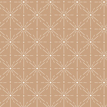 Geometric Star Pattern Repeat In Beige And Brown Background Print. Vector Illustration Surface Design For Yoga, Spiritual, Coaches, Tarot And Universe Lovers.
