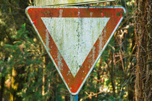 Old Red And White Traffic Sign.