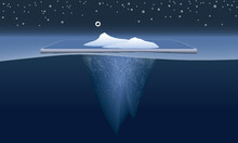 Icebergs, Eyeballs, And Smart Phone, Illustrating Idea Of Big Data And Audiences On Mobile Devices