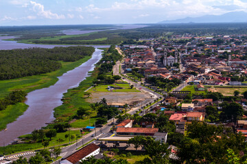 Iguape, Sao Paulo, Brazil, March 13, 2015. Panoramic view of the city of Iguape, in the state of Sao Paulo, one of the oldest in Brazil, highlighting the Senhor Bom Jesus Sanctuary