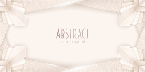 Wall Mural - vector abstract shiny luxury paper cut background in art deco style with glitter, golden lines and c