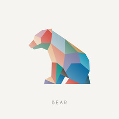 Wall Mural - Polygon bear baby. Low poly animal. Geometric logo icon. Origami style