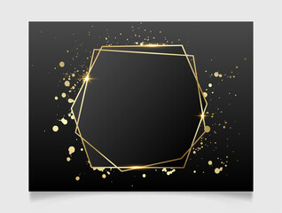 Sticker - Golden paint splatter shiny glowing blank frame