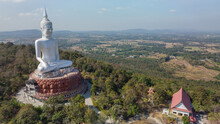 High Angle View Of Buddha Image On Phu Manorom, Thailand