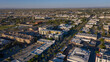 Sunset aerial view of downtown and surrounding housing of Lancaster, California, USA.