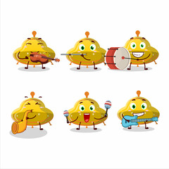 Poster - Cartoon character of UFO yellow gummy candy playing some musical instruments