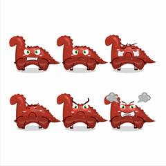 Wall Mural - Red dinosaur gummy candy cartoon character with various angry expressions