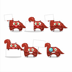 Wall Mural - Red dinosaur gummy candy cartoon character bring information board