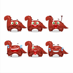 Poster - Cartoon character of red dinosaur gummy candy with smile expression