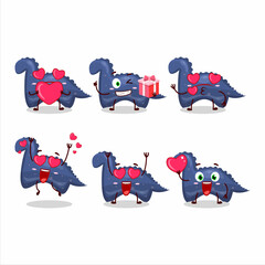 Poster - Blue dinosaur gummy candy cartoon character with love cute emoticon