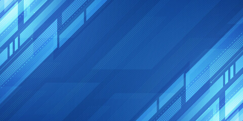 Wall Mural - abstract blue technology with geometric design and digital network background
