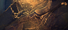 Luxury Colorful Abstract Background In Alcohol Ink Technique, Golden Liquid Painting Marble Texture, Scattered Acrylic Blobs And Swirling Stains, Printed Materials