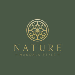 nature mandala style line art badge icon logo template vector illustration design
