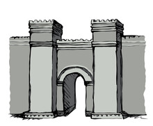 Babylonian Gate. Vector Drawing Scene