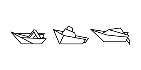 Wall Mural - origami style illustration of boats. abstract geometric outline drawing for icon, logo, element, etc. uncolored vector element design.