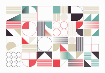 Linear Shapes Design With Bauhaus Inspired Geometric Figures Abstract Pattern Graphics