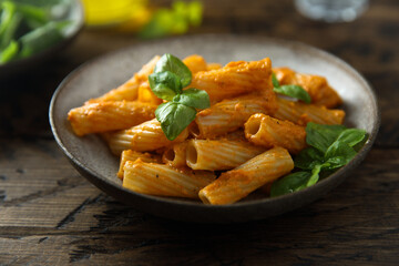 Canvas Print - Pasta with red pesto and cheese