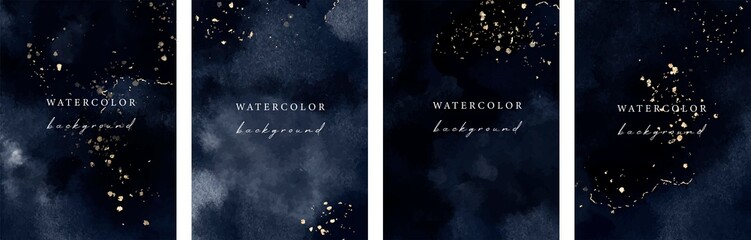 Wall Mural - Set of vector watercolour universal backgrounds with glitter and copy space for text