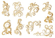 Beautiful Artistic Golden Decorative Floral Set Design