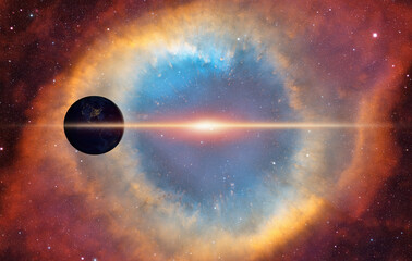 Wall Mural - planet earth with a spectacular sunset 