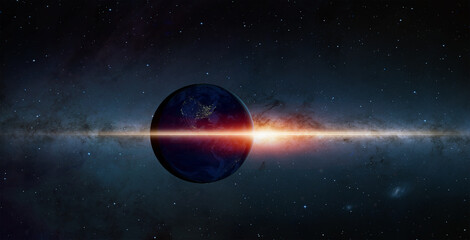 Wall Mural - planet earth with a spectacular sunset 