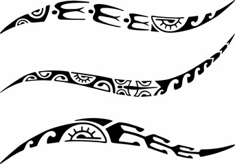 Set of tattoo Maori design. Ethnic decorative oriental ornament. Art tribal tattoo. Vector sketch of a tattoo Maori.