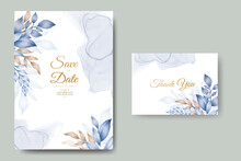 Elegant Blue Floral Wedding Invitation Template