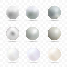 Set Of Nacreous Pearl Balls With Shadow. Decoration. Design Element. Eps 10