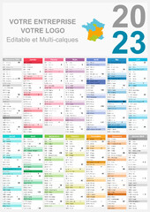 Wall Mural - Calendrier 2023 Format A3 - pour entreprise avec logo sur 14 mois - multicaque - modifiable