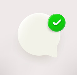 Aufkleber - Speech bubble with checkmark. 3d vector icon