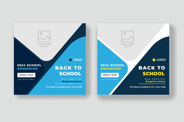 school education admission social media post & back to school web banner template