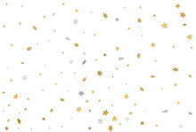 Christmas Wrappers With Gold And Silver 3d Confetti. Vector.