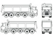 Vector contour Dump truck illustration. Isolated white outline tipper lorry.
