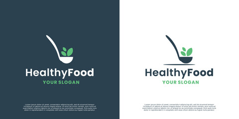 healthy food, nature food logo design inspiration