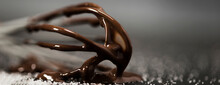 Close Up Whisk With Melted Chocolate Sugar
