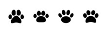 Paw Icons Set. Paw Print Sign And Symbol. Dog Or Cat Paw