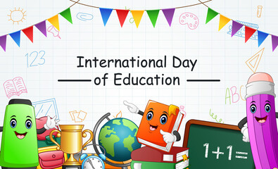 Wall Mural - International day of Education on 24th of January greeting vector illustration