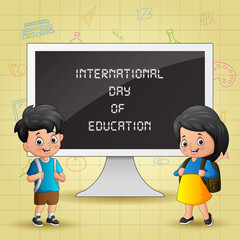 Wall Mural - International day of Education with happy kids