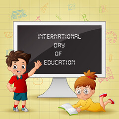 Wall Mural - International day of Education with happy kids