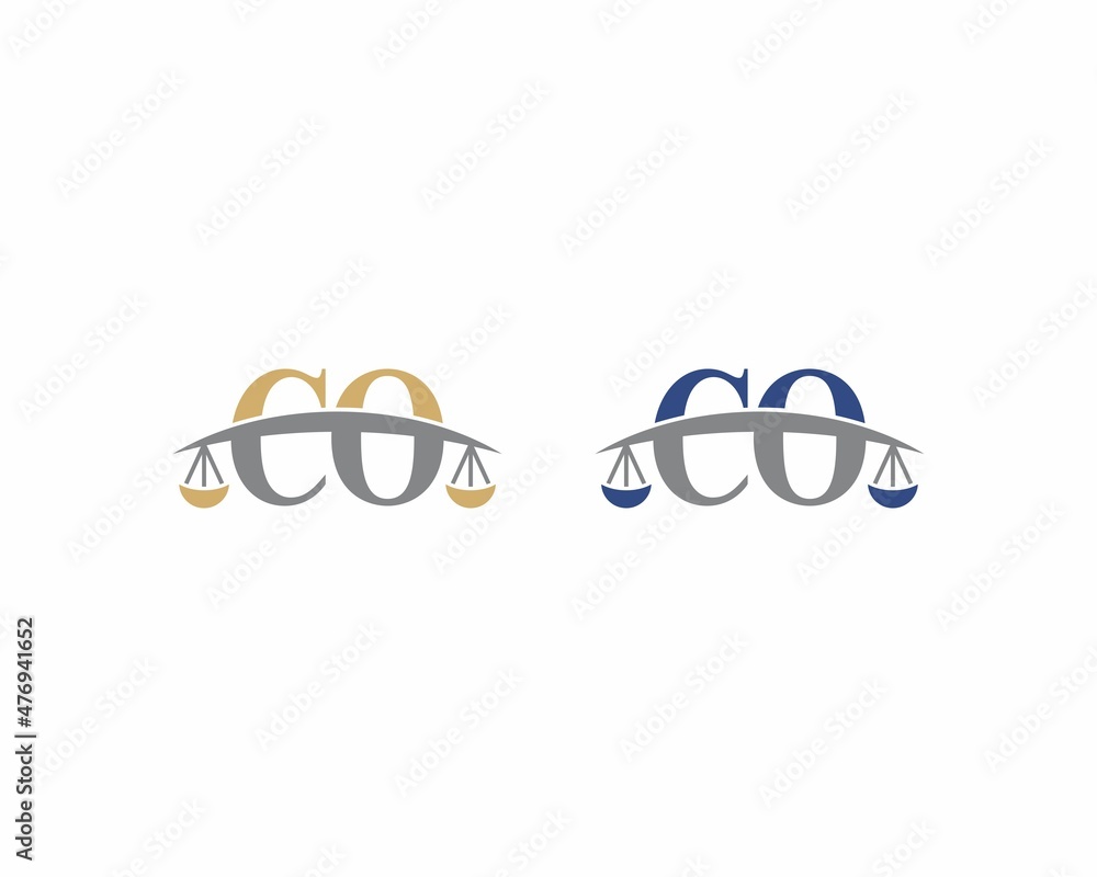 Letters CO Logo With Scale of Justice Logo Icon 001 Stock Vector ...