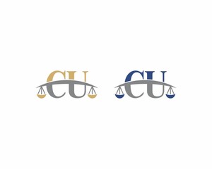 Letters CU Logo With Scale of Justice Logo Icon 001