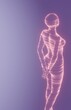 female body parts hologram perspective with different postures in soft background. Used in medical and technology. 3D rendered.