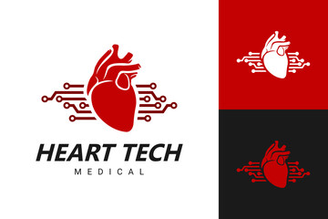 Wall Mural - Illustration Vector Graphic of Heart Tech Logo. Perfect to use for Health Sector Company