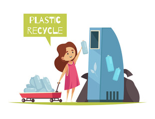 Poster - Girl Recycling Plastic Composition